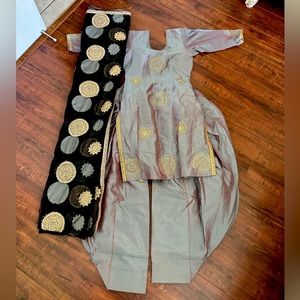 Silk 2 toned embroidered boutique salwar suit